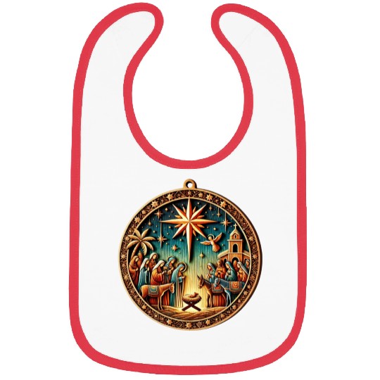 Christmas Nativity Scene Wooden Ornament Bibs