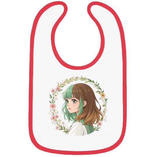 Anime Girl Floral Dream: Pretty Pastel Bibs