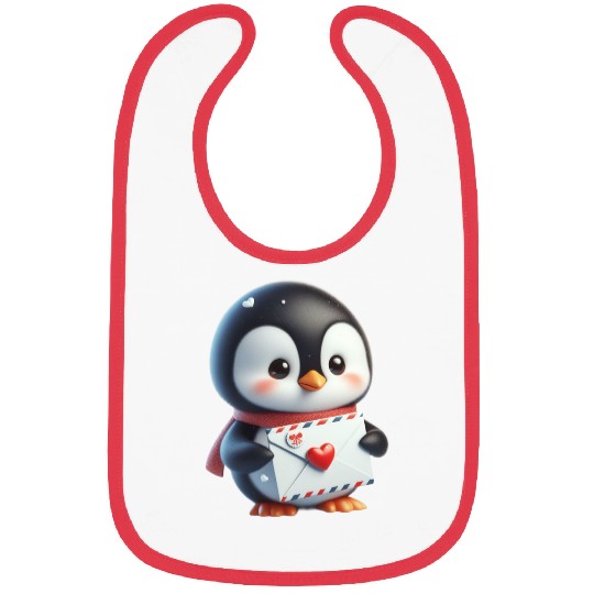 Penguin Valentine Mail with Heart Bibs