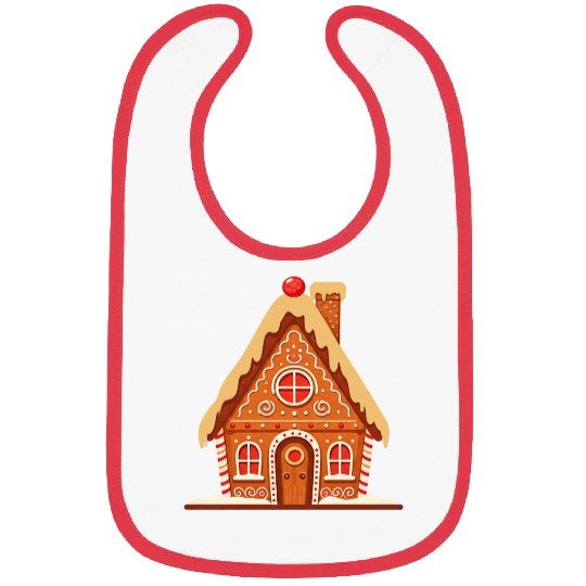 Festive Gingerbread House Print Bibs