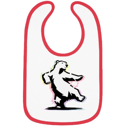 Dancing polar bear in stencil style Bibs