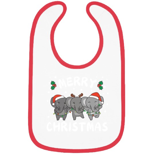 Merry Christmas Cute Elephant Festive Lights Bibs