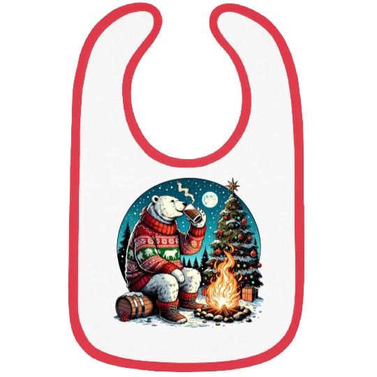 Cozy Christmas Polar Bear: Eggnog & Fireside Cheer Bibs