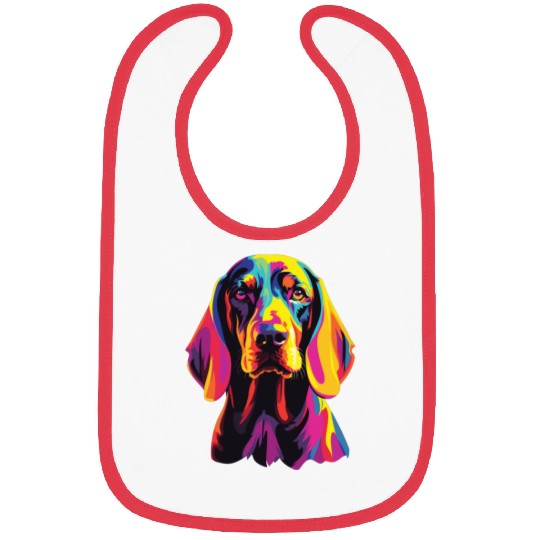Watercolor Colorful Black And Tan Coonhound Bibs