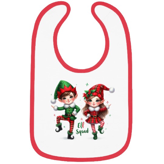 Christmas Plaid ELF Squad Bibs