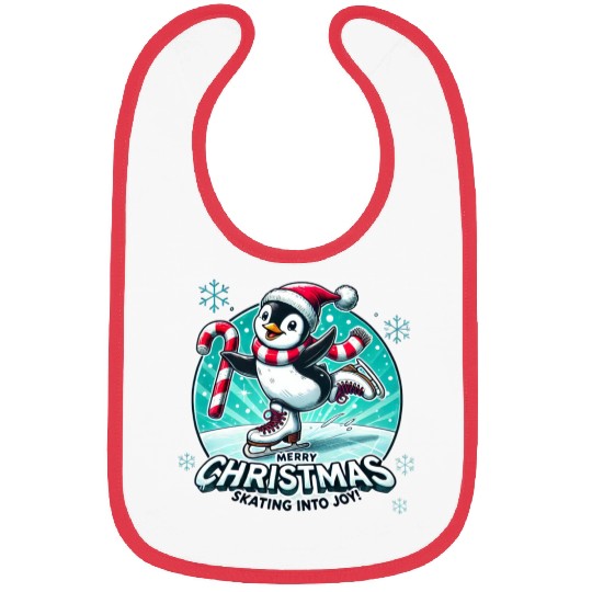 Penguin Ice Skating Christmas Fun Bibs