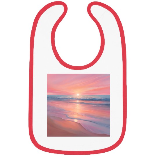 Pink Sunset Ocean Scene Bibs