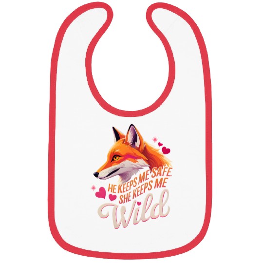 He Keeps Me Safe She Keeps Me Wolf Lover couple Bibs