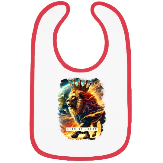 Lion of Judah with Crown And Flames Bibs
