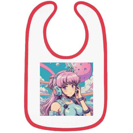 Pastel Cyberpunk Anime Girl Design Bibs