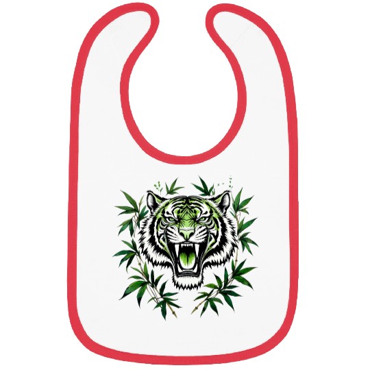 Fierce Green Tiger with Bamboo Branches Bibs