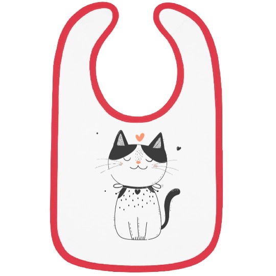 Cute Cat Happy Cat with Heart Bibs