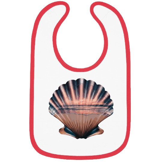 Seashell Beach Scene Serene Ocean Landscape Bibs
