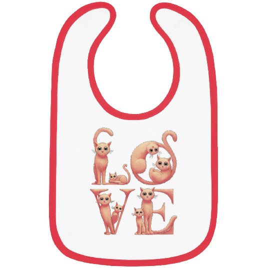 Love Cat peach Bibs