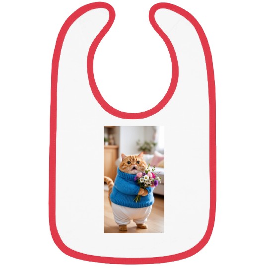 A Chubby Orange Cat With Surprised Expression Bibs