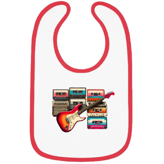 Old guitar and old cassette tape Bibs