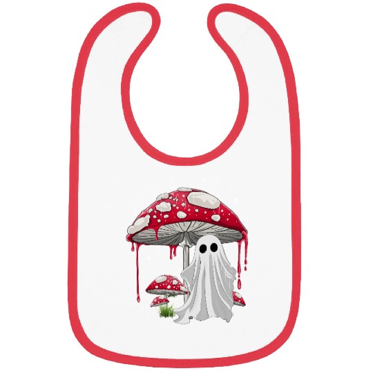 Cottagecore Halloween Ghost Mushroom Spooky Bibs