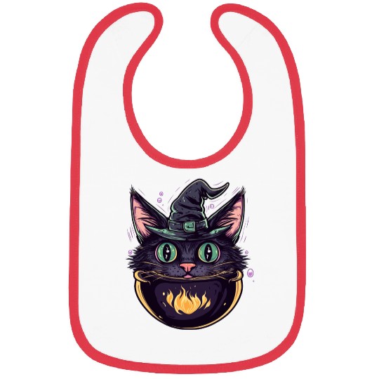 Cat Boiler Cat Witch Halloween Bibs
