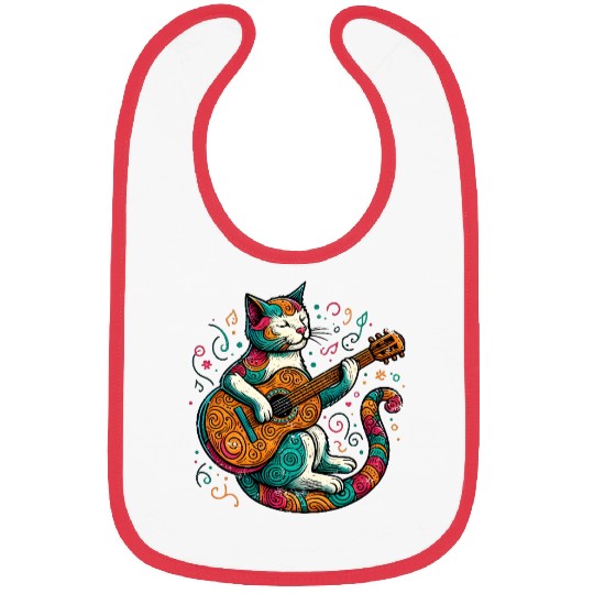 Cat Playing Guitar Bibs