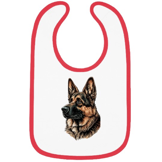 Serious Face German Shepherd Dog Head Bibs