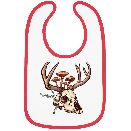 Skull Mushrooms Natural Motif Bibs