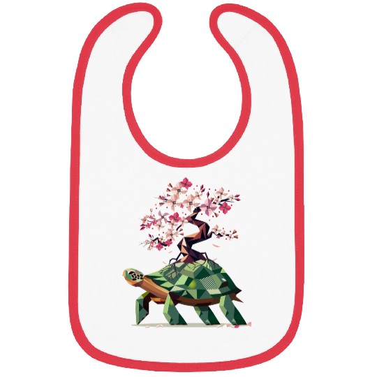 Turtle with blooming cherry blossom bonsai Bibs