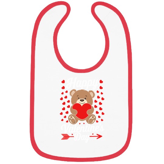 Funny Teddy Bear Holding Heart Love Happy Valentin Bibs