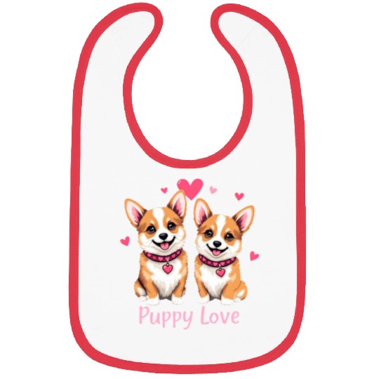 Valentines Day - Puppy Love Corgi dog Bibs