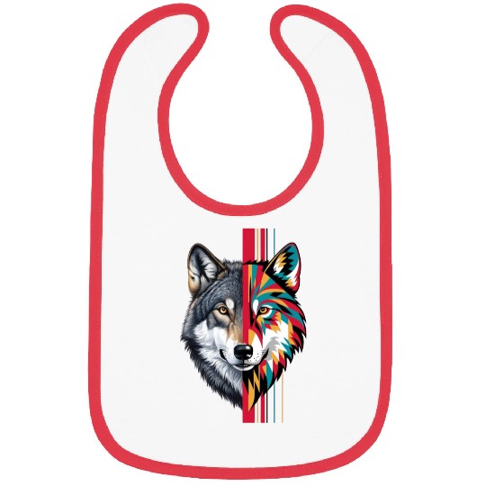 Realistic and Geometric Patterns Wolf Head Bibs