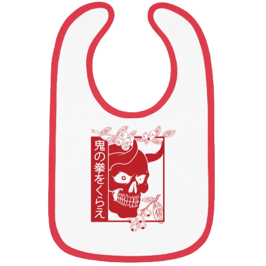 Japanese demon art face Skull devil oni harajuku Bibs