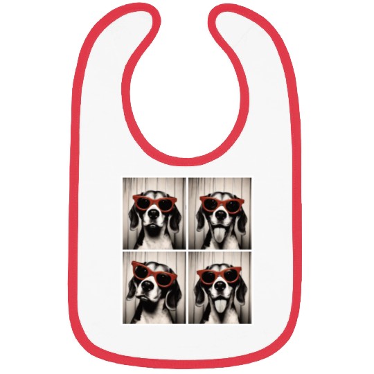 Photobooth Beagle with Red Sunglasses Bibs