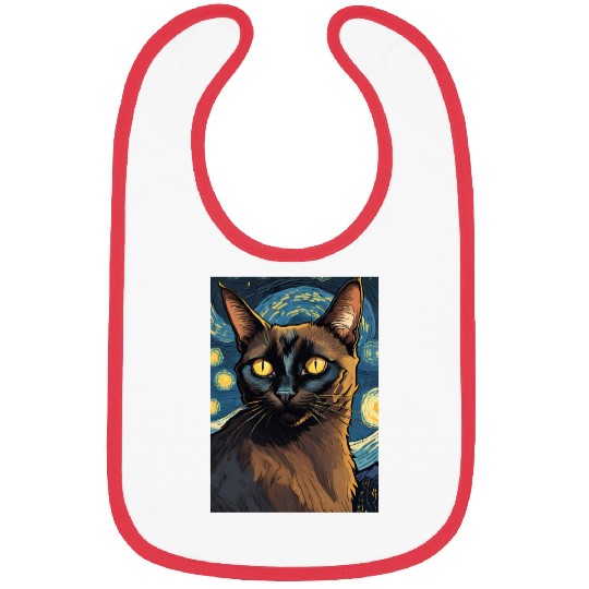 Cat painting red black cat Bibs