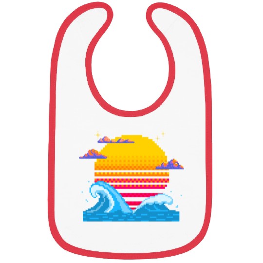 Pixel Sunset Horizon Bibs