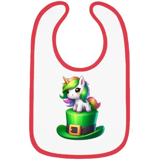 Cute Unicorn St. Patrick's Day Clover Bibs
