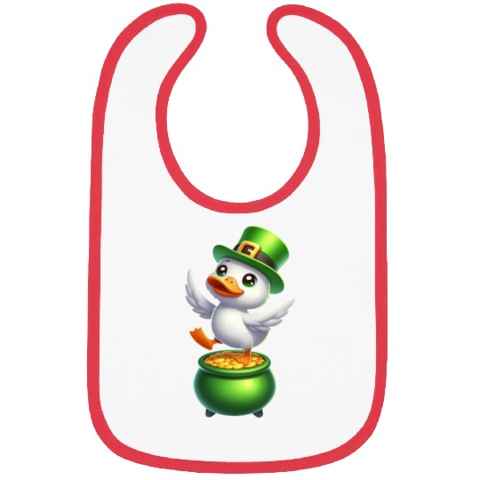 Cute St. Patrick's Day Duck Top Hat Clover Bibs