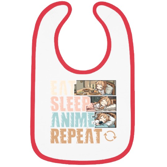 Eat Sleep Anime Repeat Funny Otaku Bibs