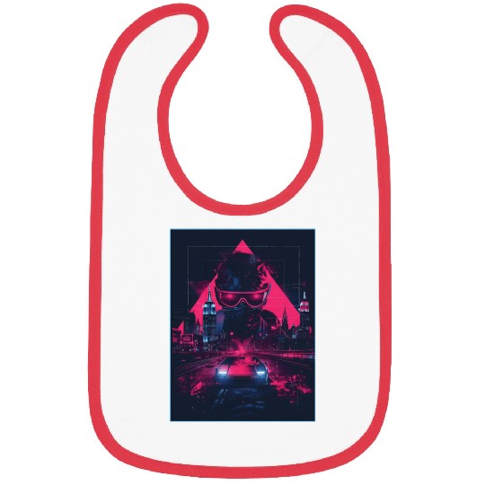 Man Retro Car City Vaporwave Synthwave 90s Bibs