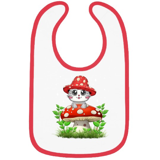 Cat Mushroom Cute Cottagecore Aesthetic Bibs