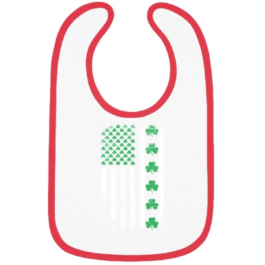 American Flag with Shamrocks for St Patrick's Day Bibs