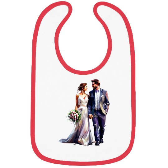 Elegant Bride and Groom Wedding Design Bibs