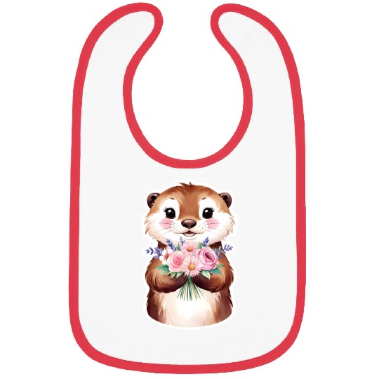 Otter with flowers Bibs