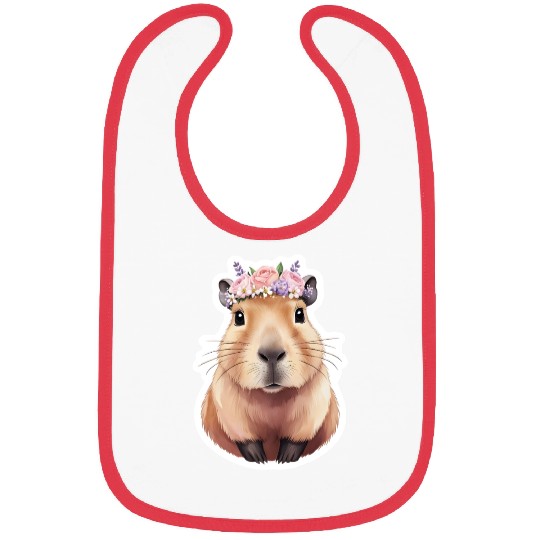 Capybara with Flowers Bibs
