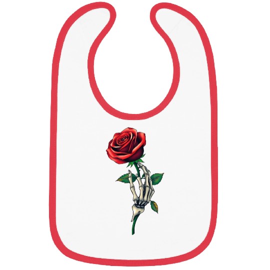 Skeleton Hand Holding a Rose: Beauty in the Dark Bibs