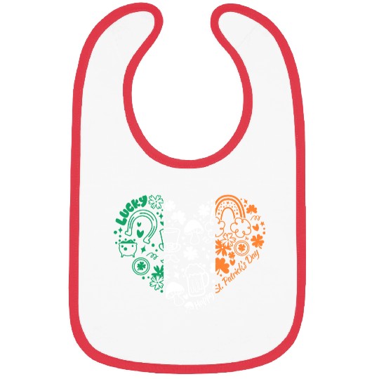 Kids Shamrock Heart Girls St Patricks Day Bibs