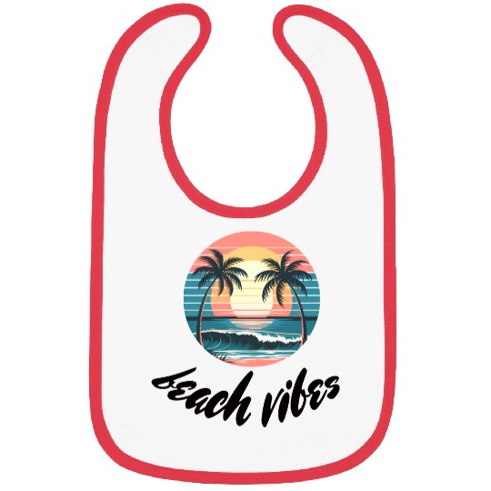 Sunset Beach Scene Illustration Bibs