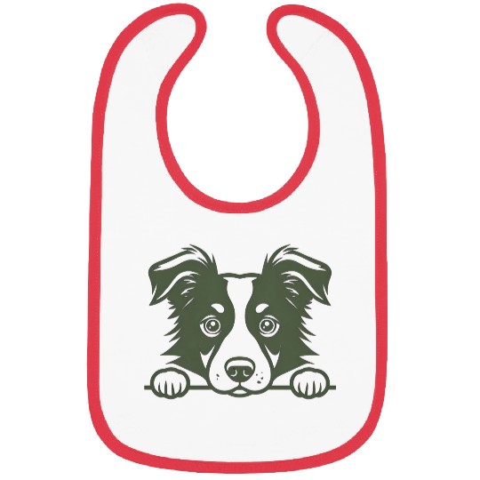 Border Collie Sweet Face Green Bibs
