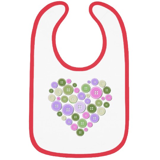 Pastel Pink Green Purple Button Heart Bibs