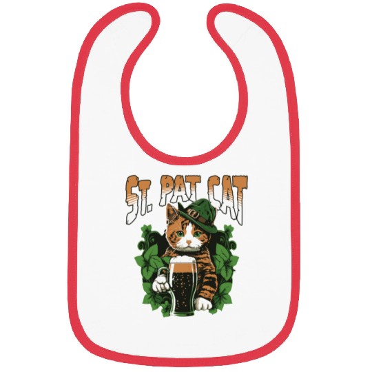 Funny St. Patricks Day Drinking Cat Bibs