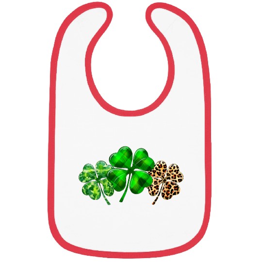 Plaid Shamrock Leopard Camouflage St Patricks Day Bibs