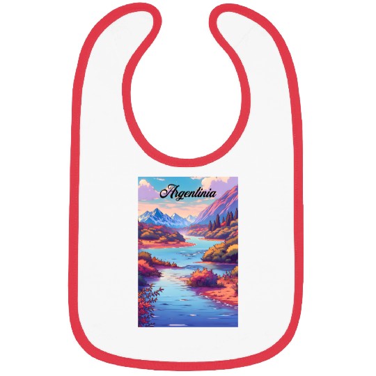 Argentina Travel Poster River & Mountains Bibs